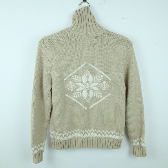 Eddie Bauer Sweaters - Vintage Small 90s Granola Girl Sweater Cabincore Neutral Chunky Knit Cottagecore